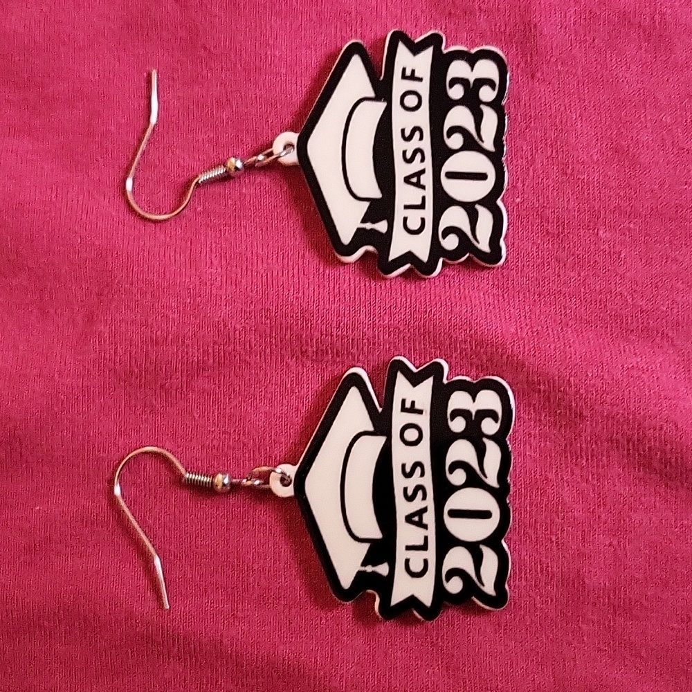 White / Black "Class Of 2023" Pierced Earrings